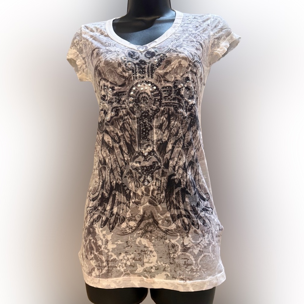 American Age Artistic Graphic Tee - White and Gray